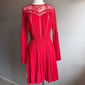 🍓American Rag Rayon Lace Red long sleeve Dress